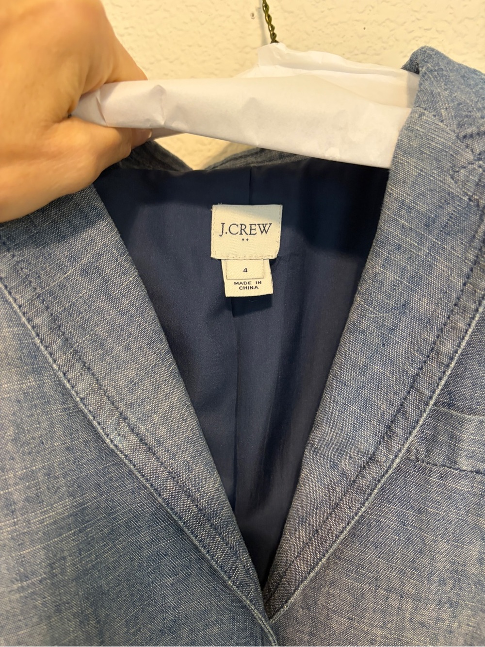 J. Crew Chambray-Style Blue Two-Button Blazer 4 - Picture 3 of 5
